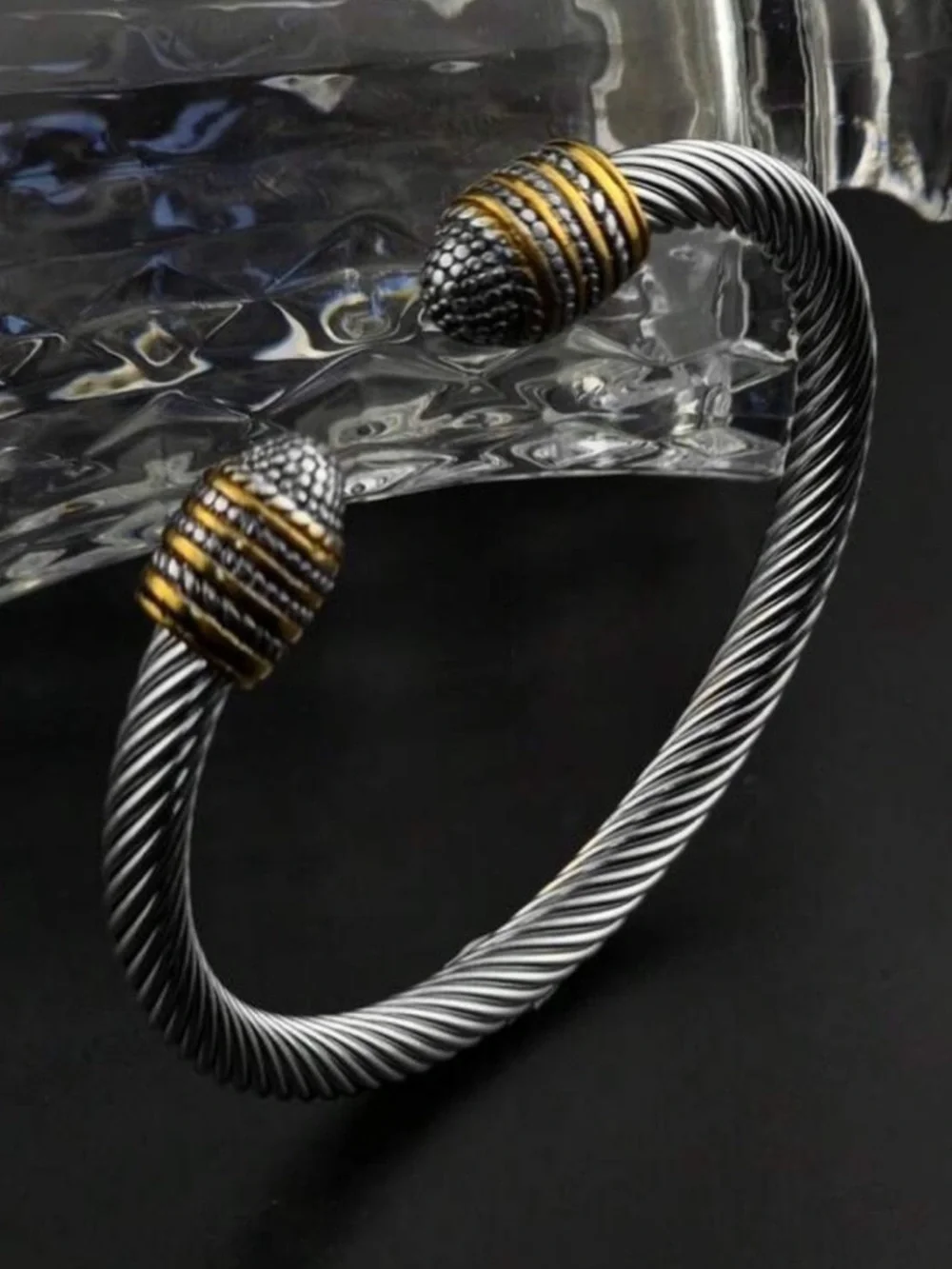 Silver and Gold Cable Cuff Bracelet